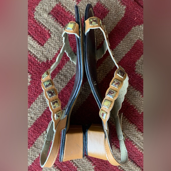 Vintage Light Brown Jeweled Cleopatra Sandals 9 B - Picture 6 of 6